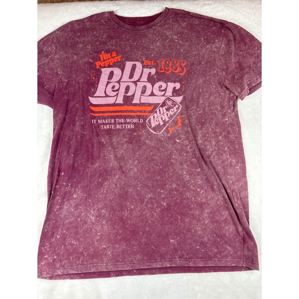 Dr Pepper Im a Pepper Graphic Tee XXL Burgundy Acid Wash Vintage Style T-Shirt